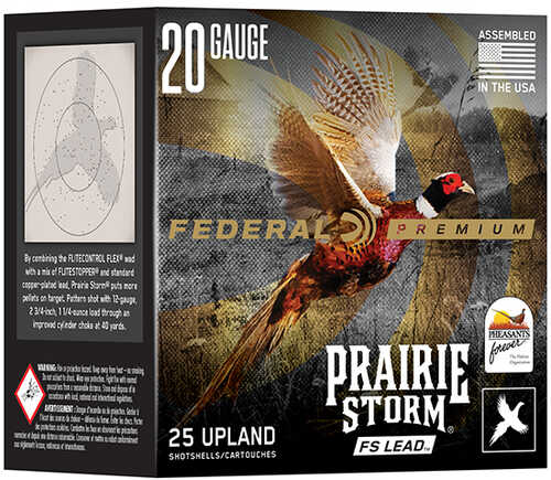 Federal PFX258FS6 Premium Prairie Storm FS 20 Gauge 3" 1 1/4 Oz 1300 Fps 6 Shot 25 Bx/10 Cs